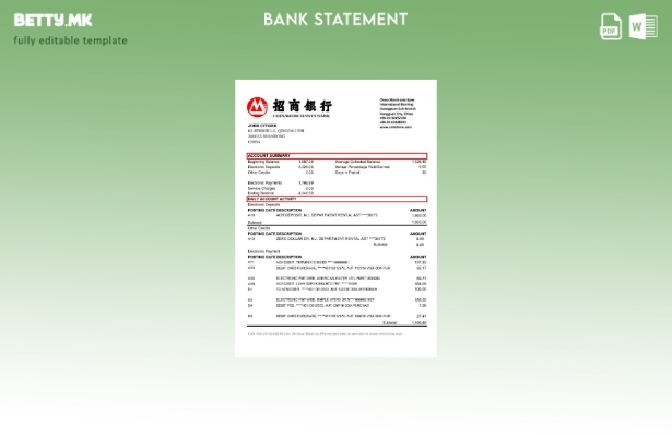 модерен стил China Merchants банкарски шаблон ексел